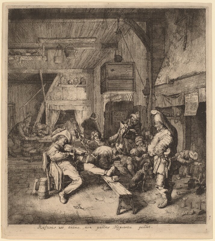 Cornelis Dusart, ‘Violin Player Seated in a Tavern’, 1685, Print, Etching and roulette, National Gallery of Art, Washington, D.C.