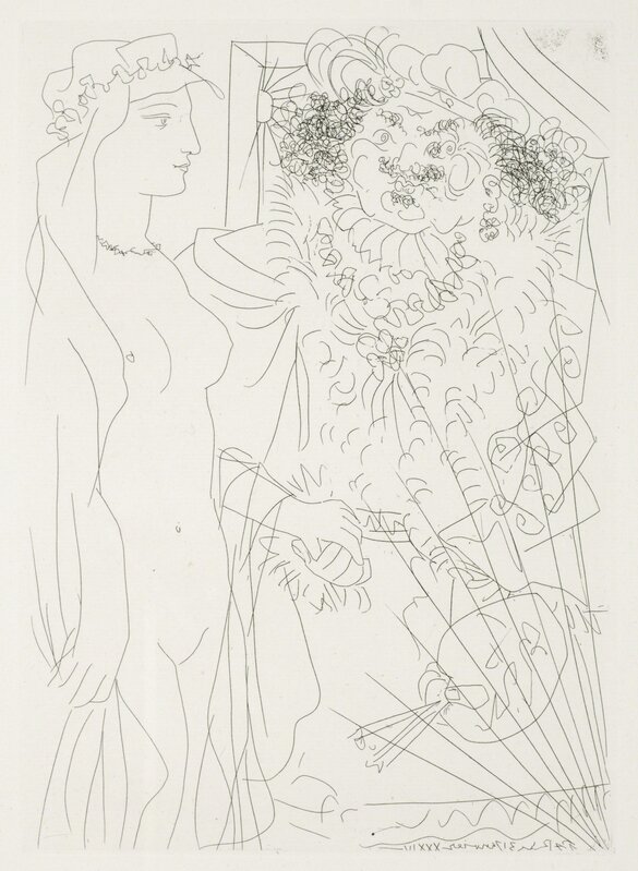 Pablo Picasso, ‘Rembrandt et Femme au Voile’, 1934, Print, Etching on paper, Odon Wagner Gallery