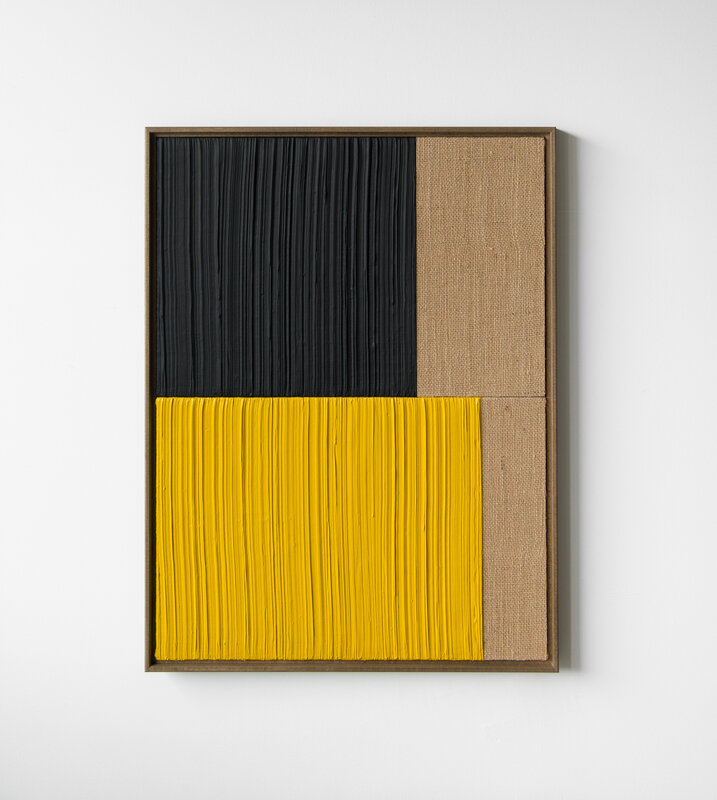 Johnny Abrahams, ‘Untitled (Yellow & Black 3)’, 2020, Painting, Acrylic on burlap, Romer Young Gallery