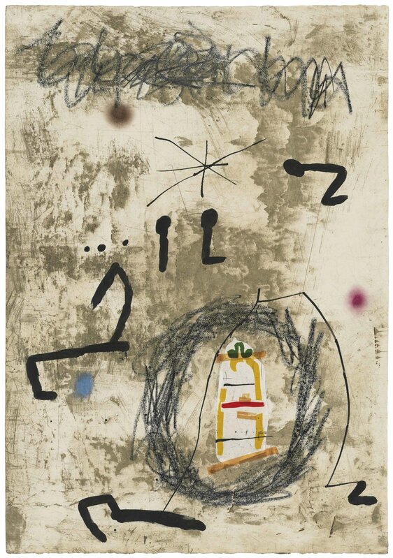 Joan Miró, ‘Maquette for: Persontage i Estels V’, 1979, Print, Collage, ink, pastel, pencil and etching on Arches wove paper, Christie's