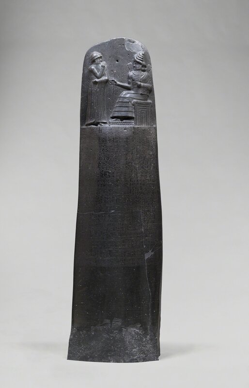 ‘Code de Hammurabi, Roi de Babylone (Code of Hammurabi, King of Babylon)’, ca. 1792-1750 B.C., Sculpture, Engraved black basalt stele, Musée du Louvre