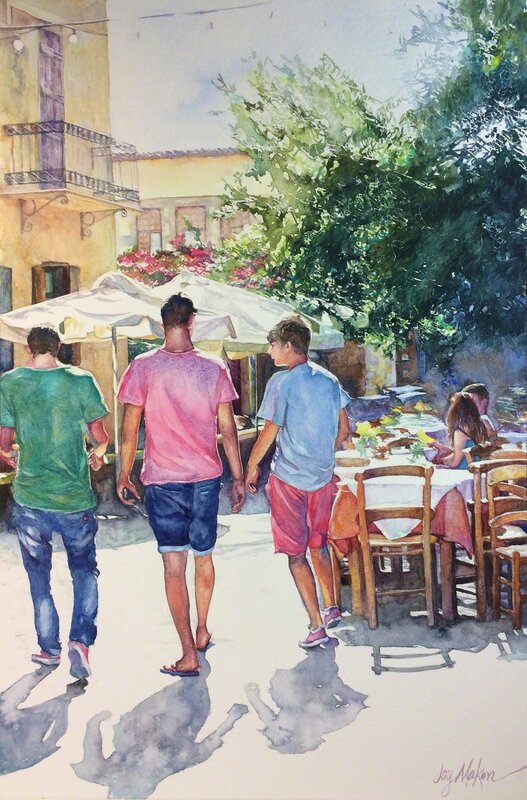 Joy Makon, ‘We Were Tourists in Greece’, 2017, Painting, Watercolor on Arches cold press, 440 Gallery 