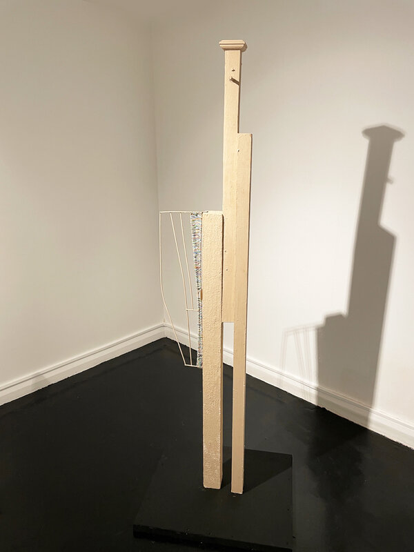 HelenA Pritchard, ‘Vertical 81 / Angel of the South’, 2020, Mixed Media, Wood, household paint, wax, marble dust, steel fridge rack, electric wire scooby dooby wire, TJ Boulting