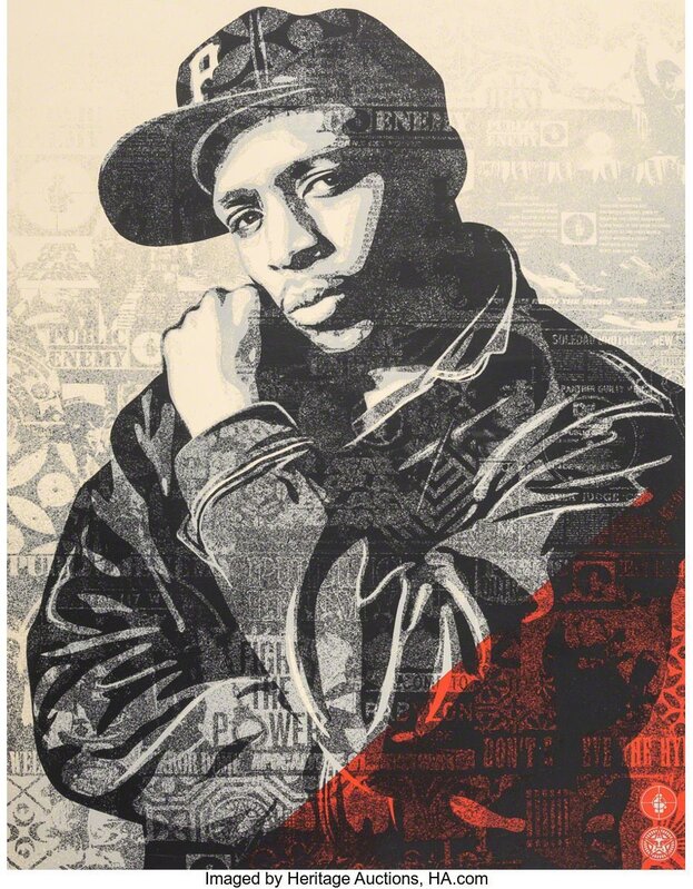 Shepard Fairey, ‘Chuck D Black Steel Screenprint (Red)’, 2018, Print, Screenprint in colors on cream speckled paper, Heritage Auctions