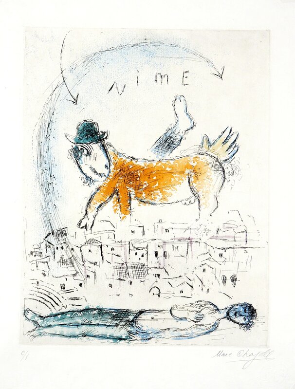 Marc Chagall, ‘De Mauvais Sujets’, 1958, Drawing, Collage or other Work on Paper, Etching on Japon and aquatint, Plate 7, Signed c/j, Pucker Gallery