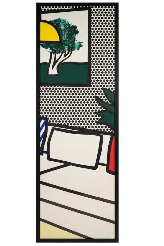 Roy Lichtenstein, ‘ Roy Lichtenstein 'Wallpaper with Blue Floor Interior' Screenprint 1992’, 1992, Print, Silkscreen in colors on five paper panels, Hirth Fine Art