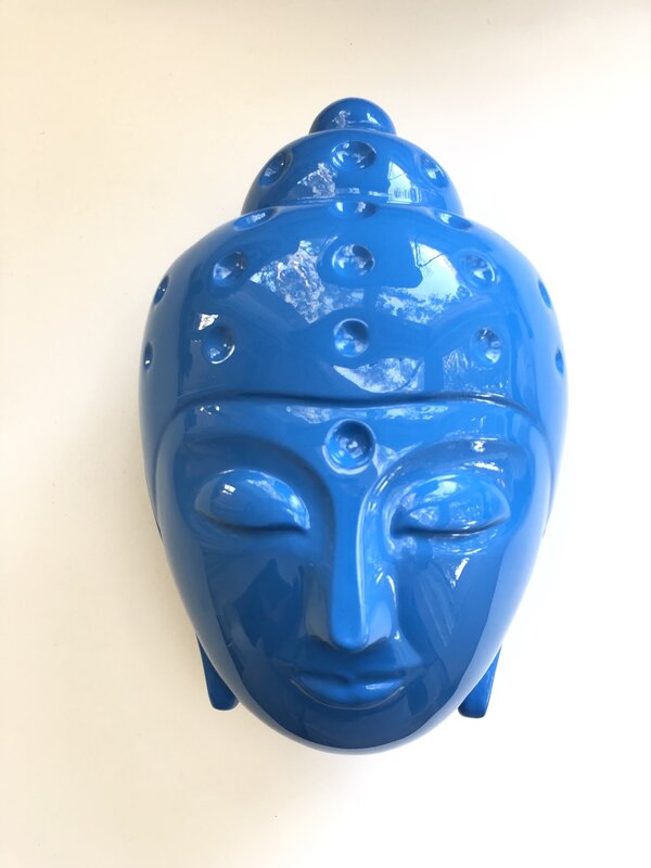 Tal Nehoray, ‘Contemporary buddha head sculpture - painted in blue car paint’, 2019, Sculpture, Ceramic painted in car paint, Contempop Gallery