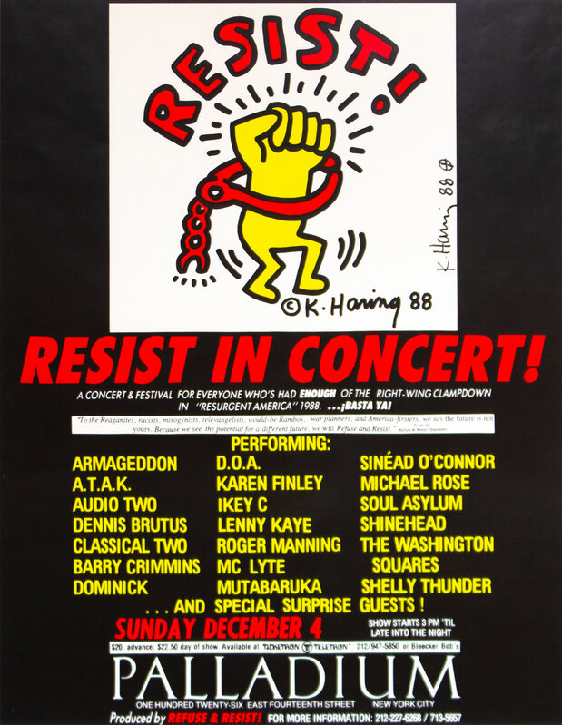 Keith Haring, ‘Resist in Concert’, 1988, Posters, Offset lithograph poster, Santa Monica Auctions