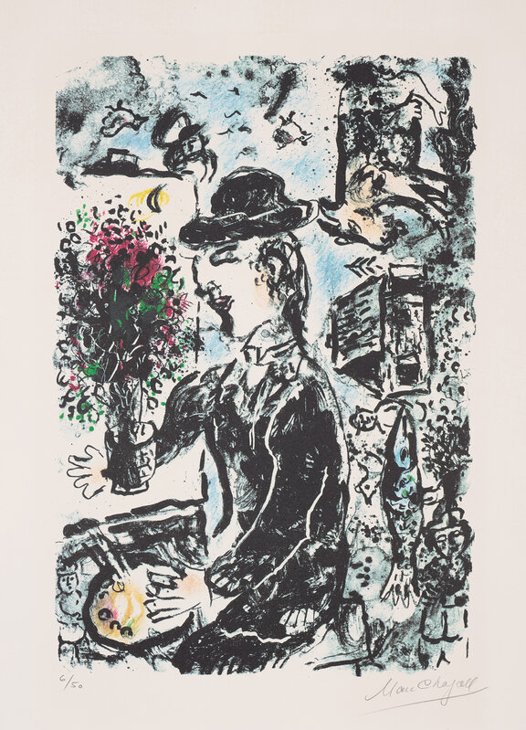 Marc Chagall, ‘Le Peintre au chapeau (The Painter in Hat) (M. 1010)’, 1983, Print, Lithograph in colours, on Arches paper, with full margins., Phillips