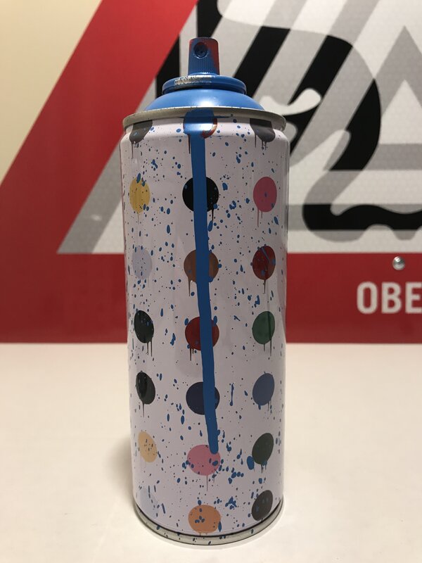 Mr. Brainwash, ‘Spray Can By Mr. Brainwash "Hirst Dots" Cyan Street Art ’, 2020, Sculpture, Hand Finished Spray Can with Cyan Paint Drips, New Union Gallery