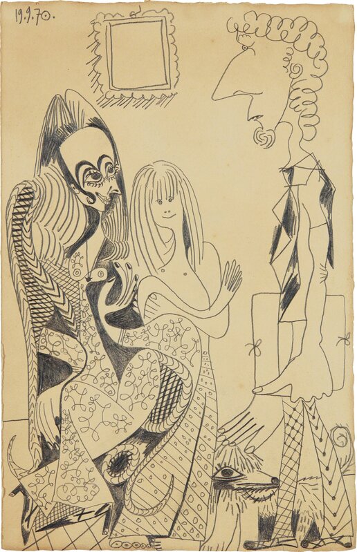 Pablo Picasso, ‘La famille de Piero Crommelynck’, Executed on September 19-1970, Drawing, Collage or other Work on Paper, Pencil on paper, Phillips