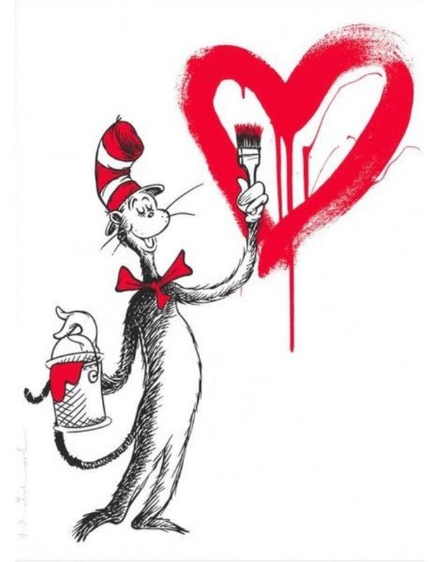 Mr. Brainwash, ‘The Cat And The Heart (Red) ’, 2020, Print, Silkscreen, Liss Gallery