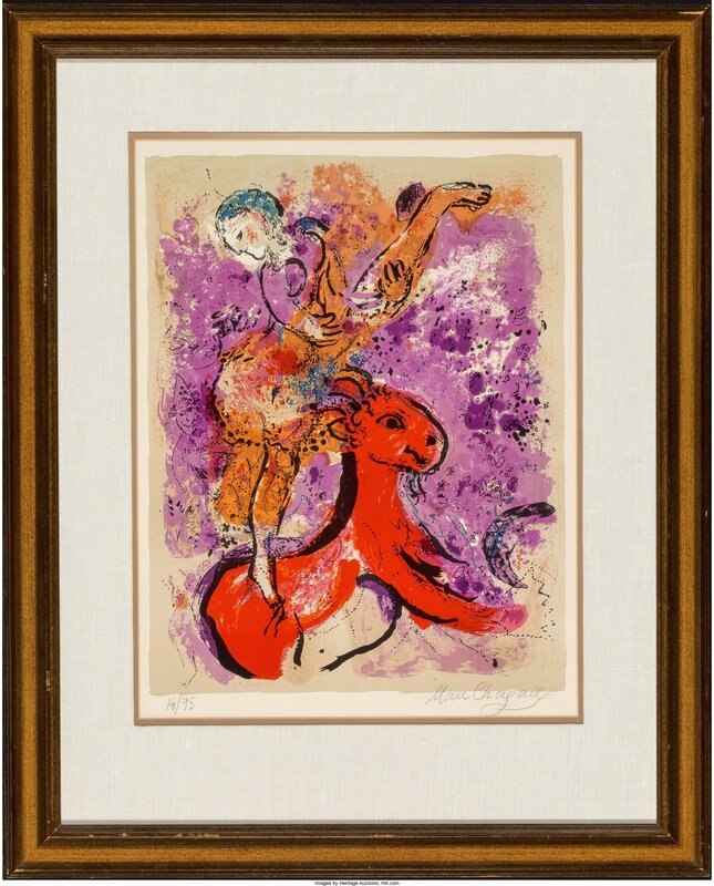 Marc Chagall, ‘L’écuyère au cheval rouge’, 1957, Print, Lithograph in colors, Heritage Auctions