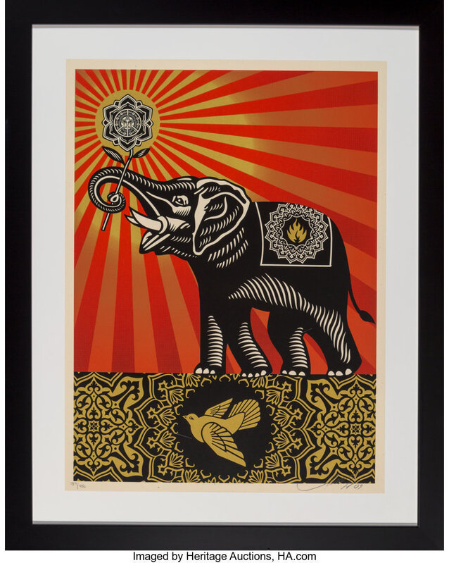 Shepard Fairey, ‘Obey Elephant’, 2009, Print, Screenprint in colors on speckled cream paper, Heritage Auctions