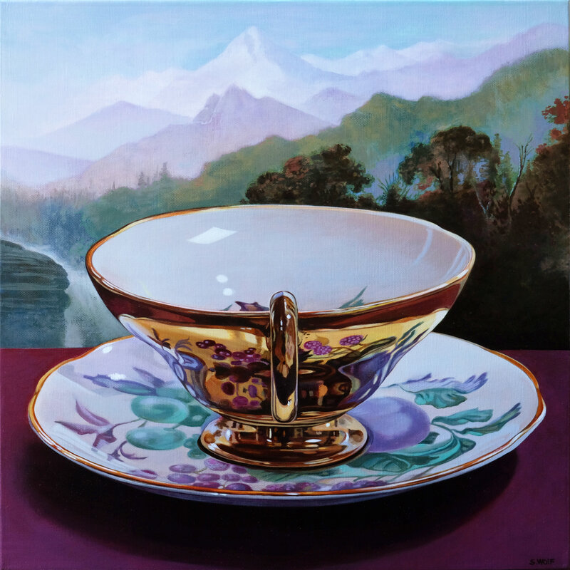 Sherrie Wolf, ‘Gold Luster Teacup’, 2019, Painting, Oil on Canvas, Arden Gallery