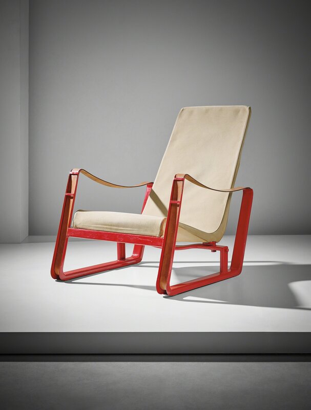 Jean Prouvé, ‘Important 'Cité' armchair, from Jean Prouvé's private collection’, ca. 1930, Design/Decorative Art, Painted steel, leather, fabric, Phillips