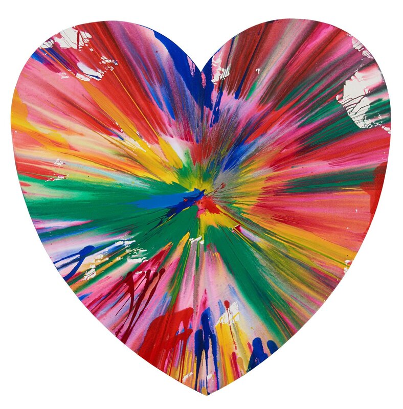 Damien Hirst, ‘Heart Spin Painting (two parts) (Created at Damien Hirst Spin Workshop)’, 2009, Painting, Acrylic on paper, Rago/Wright/LAMA