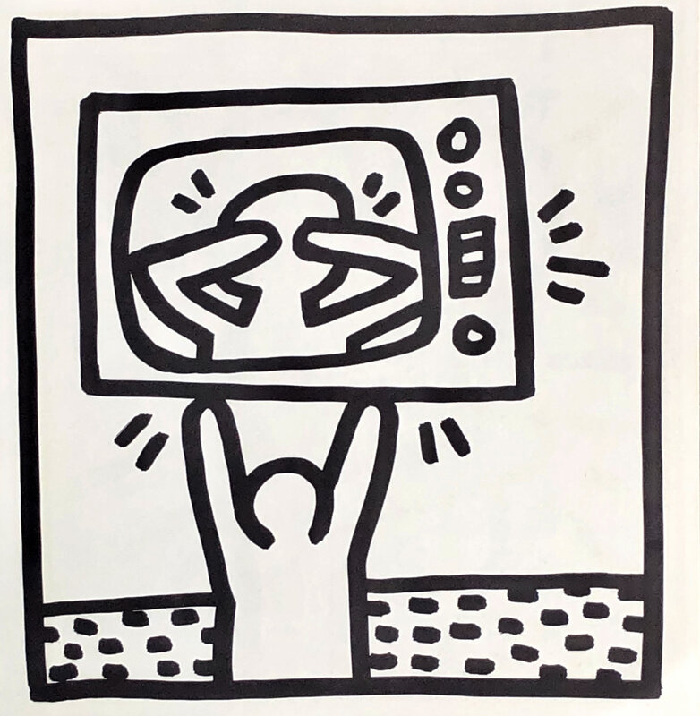 Keith Haring, ‘Keith Haring lithograph 1982 (untitled Haring TV man)’, 1982, Ephemera or Merchandise, Offset lithograph, Lot 180 Gallery