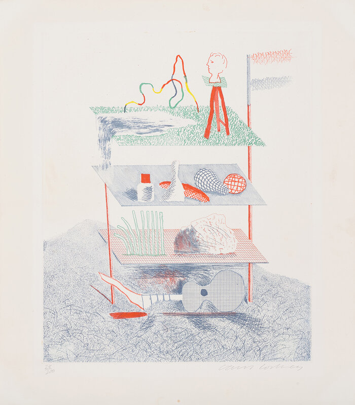 David Hockney, ‘Serenade, plate 19 from The Blue Guitar (S.A.C. 217, M.C.A.T. 196)’, 1976-77, Print, Etching and aquatint in colours, on Inveresk mould-made paper, with full margins., Phillips