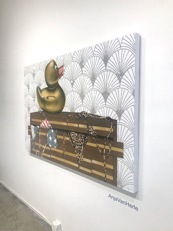 Anja Van Herle, ‘What the Duck’, 2021, Painting, Acrylic & Swarovski Crystals on Panel, JoAnne Artman Gallery