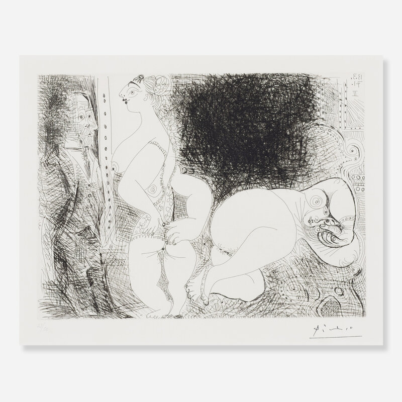 Pablo Picasso, ‘Filles au Repos, avec Degas Songeur (from Series 156)’, 1971, Print, Etching with drypoint on Rives BFK paper, Rago/Wright/LAMA