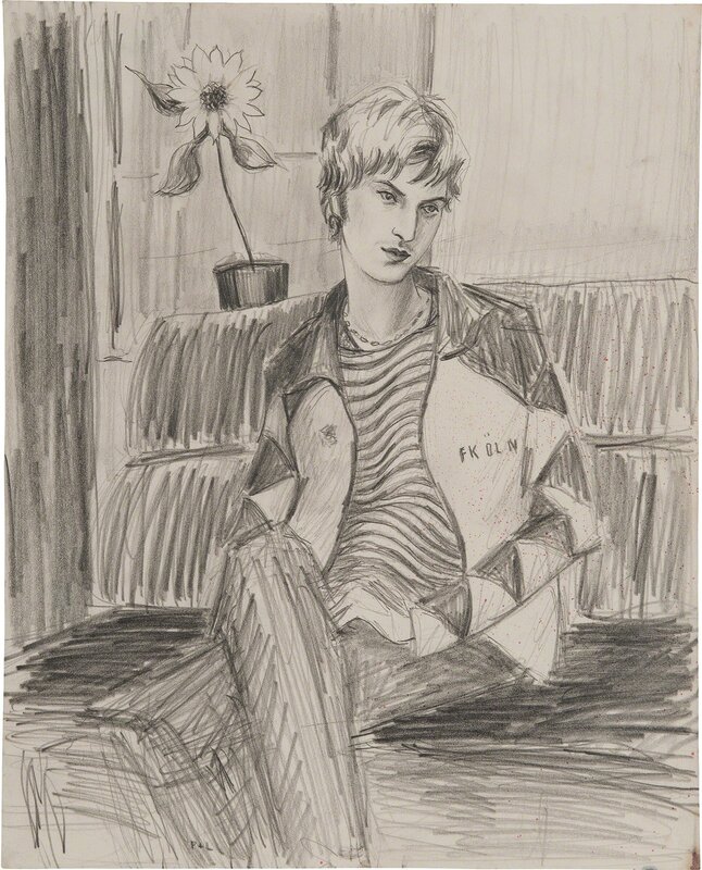Elizabeth Peyton, ‘Piotr’, 1996, Drawing, Collage or other Work on Paper, Graphite and ink on paper, Phillips