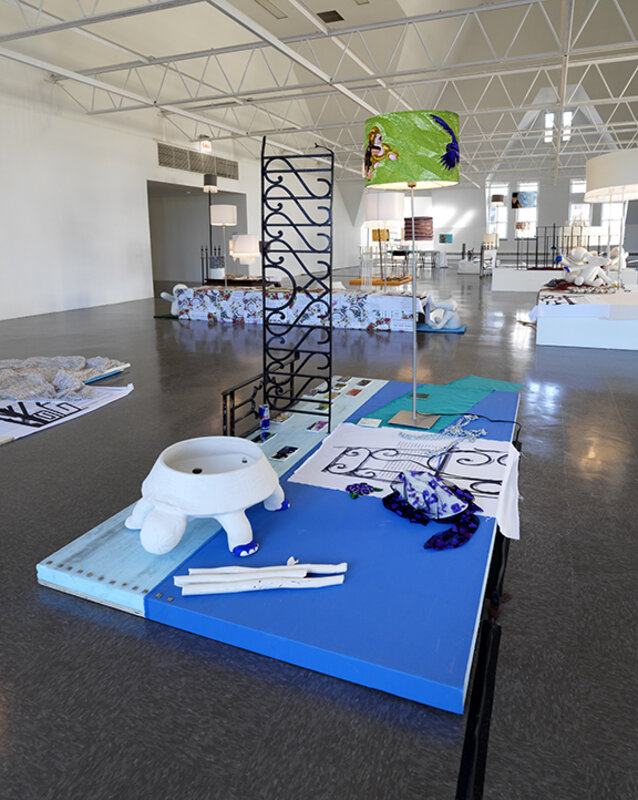 Josef Strau, ‘Macaw’, 2014, Plywood, foam, fabric, chain, lamp, ceramics, iron, aluminum can, sequins, upholstery tacks, Greene Naftali Gallery