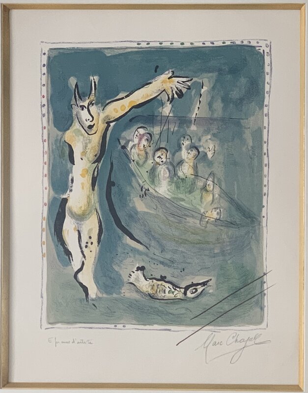 Marc Chagall, ‘Près des eaux d'Aulis blanches de remous quand les voiles carguées’, 1967, Print, Color lithograph, Puccio Fine Art