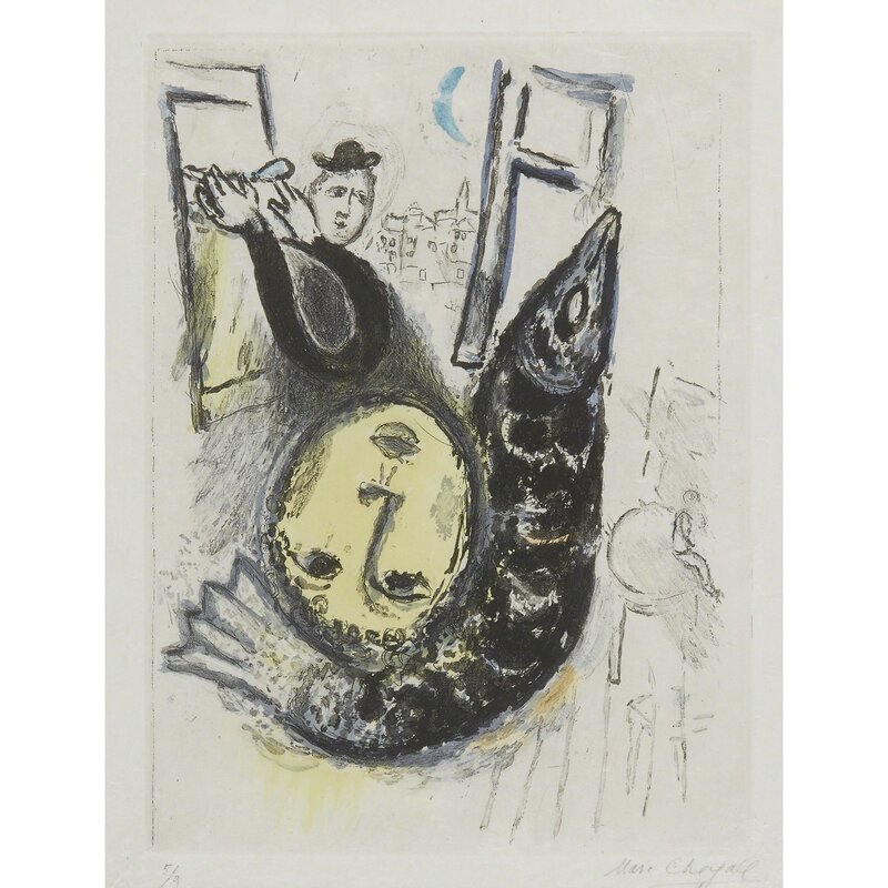Marc Chagall, ‘De Mauvais Sujets Plate 3’, 1958, Print, Color etching and aquatint on Japan Nacré, Freeman's