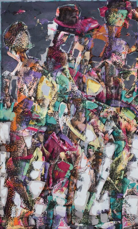 Bauçan, ‘La nuit d'un homme au chapeau noir enlace dans une plantation d'humains"’, 2016, Painting, Mixed Media on Canvas, Simard Bilodeau Contemporary