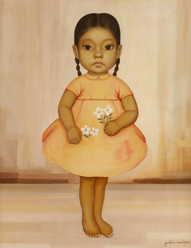 Gustavo Montoya, ‘Girl in Pink Dress’, Painting, Oil on canvas, John Moran Auctioneers