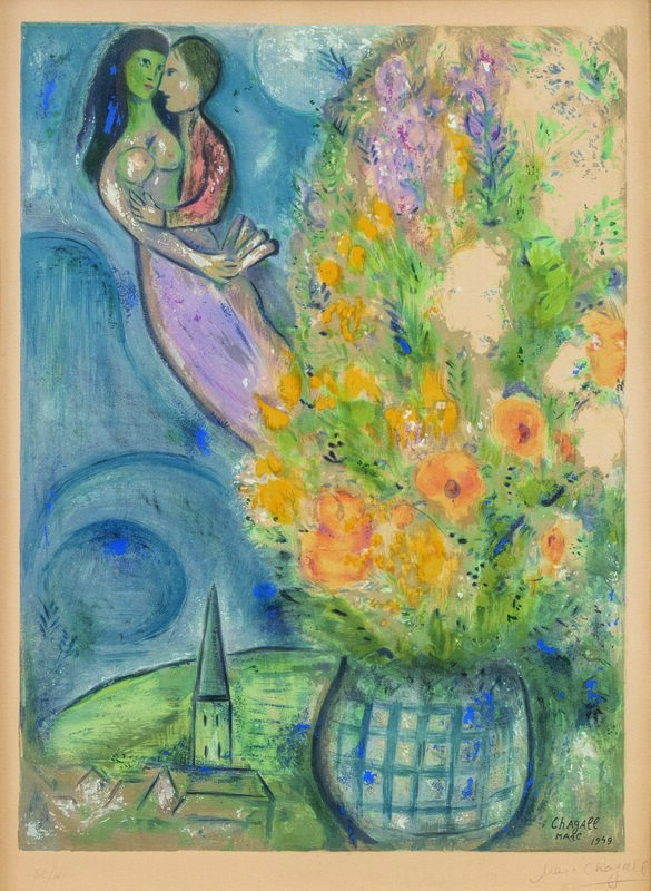 Marc Chagall, ‘Les coquelicots’, Print, Lithograph, proof on velum laid on sturdy paper, Leclere 