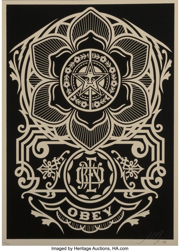 Shepard Fairey, ‘Obey Flower’, 2006, Print, Screenprint in colors on speckled paper, Heritage Auctions