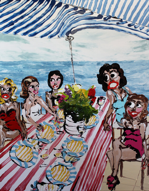 Mary Ronayne, ‘Celeste's Liquid Lunch with Friends ’, 2021, Painting, Enamel on Wooden panel, HOFA Gallery (House of Fine Art)