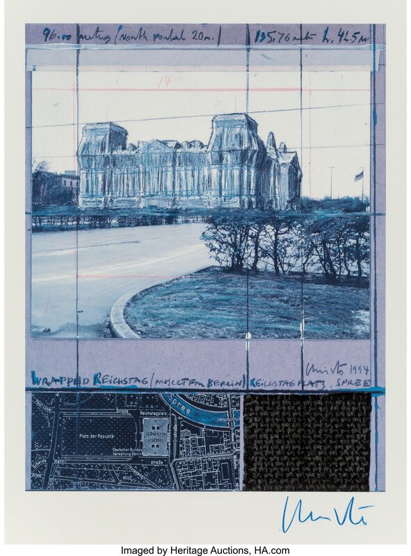 Christo, ‘Wrapped Reichtag (Project for Berlin), set of four works’, 1994, Print, Offset lithographs with silver embossing on paper, Heritage Auctions