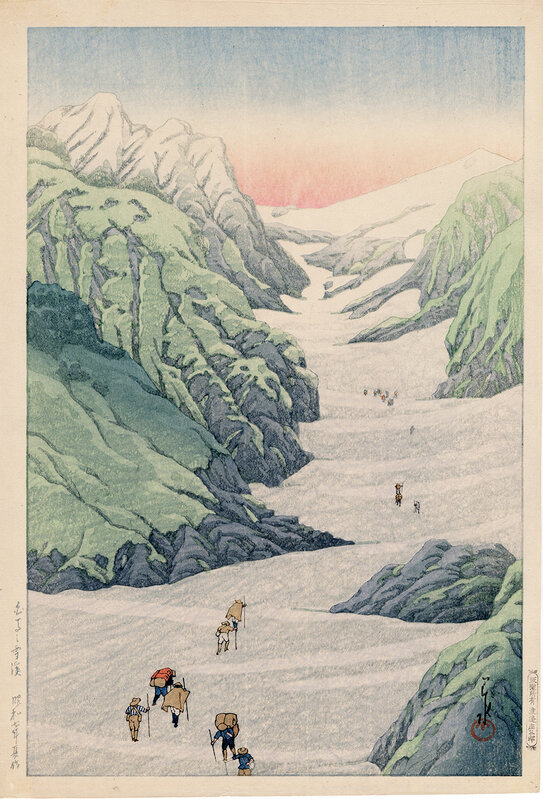 Kawase Hasui, ‘Snowy Valley of Mount Shirouma’, 1932, Japanese Color Woodblock Print, Egenolf Gallery Japanese Prints & Drawing
