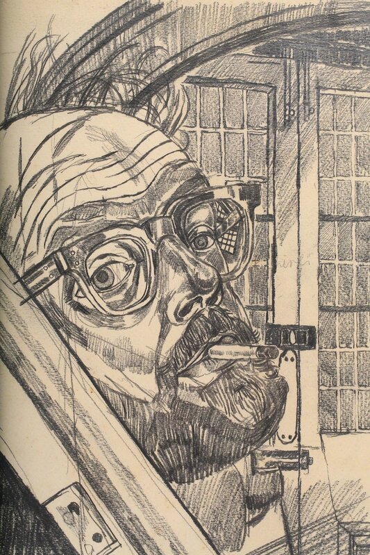 John Bratby, ‘The two self-portraits in the two mirrors’, Print, Pencil, Chiswick Auctions