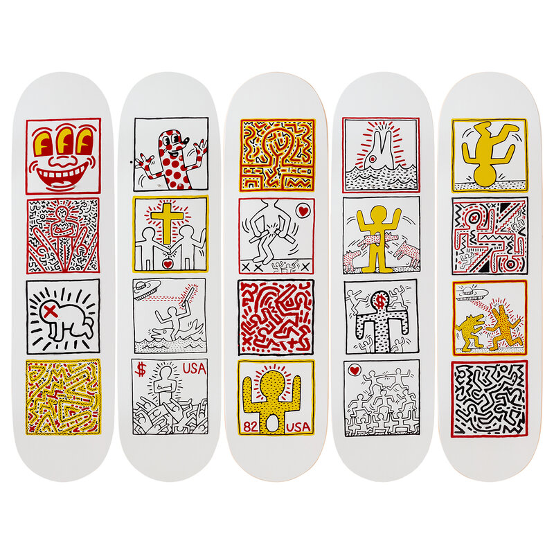 Keith Haring, ‘One Man Show Skateboard Decks’, 2019, Ephemera or Merchandise, 7-ply Canadian Maplewood with screen-print, Artware Editions