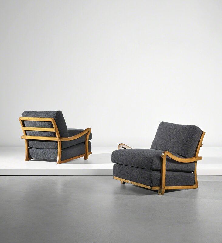 Luigi Vietti, ‘Pair of armchairs’, circa 1930, Design/Decorative Art, Oak, fabric., Phillips