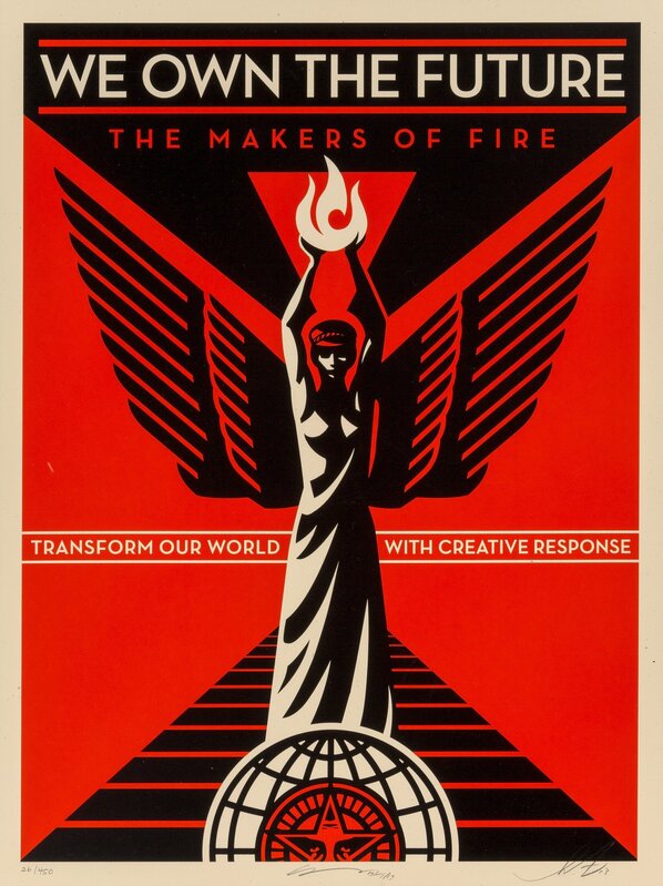 Shepard Fairey, ‘We Own the Future’, 2013, Print, Screenprint in colors on speckled cream paper, Heritage Auctions