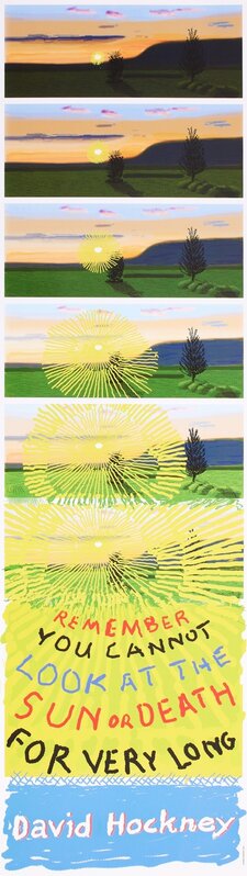 David Hockney, ‘Remember That You Cannot Look At the Sun or Death for Very Long’, 2021, Print, Lithograph printed in colours with screenprint in yellow, Forum Auctions