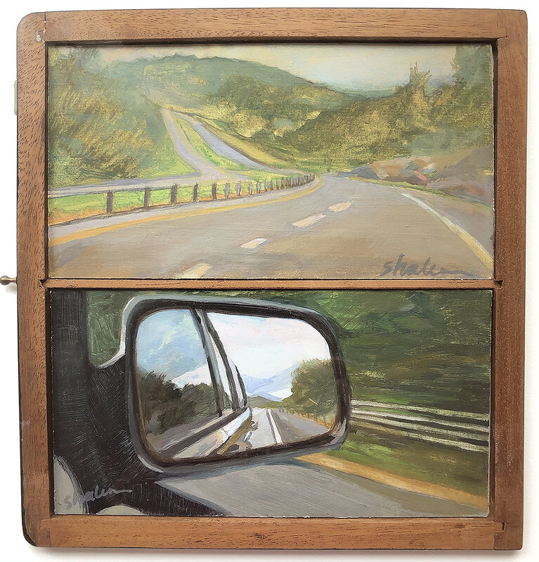Wendy Shalen, ‘Moving Forward 2’, 2021, Painting, Oil on board inset into an antique Xray tray, Prince Street Gallery