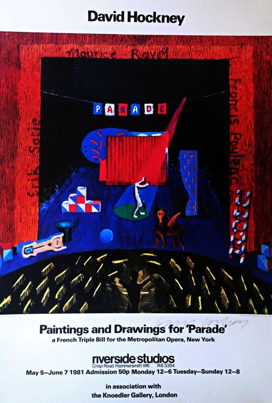 David Hockney, ‘Paintings and Drawings for Parade - Metropolitan Museum (Hand Signed)’, 1981, Print, Offset lithograph. hand signed by david hockney. unframed., Alpha 137 Gallery Gallery Auction