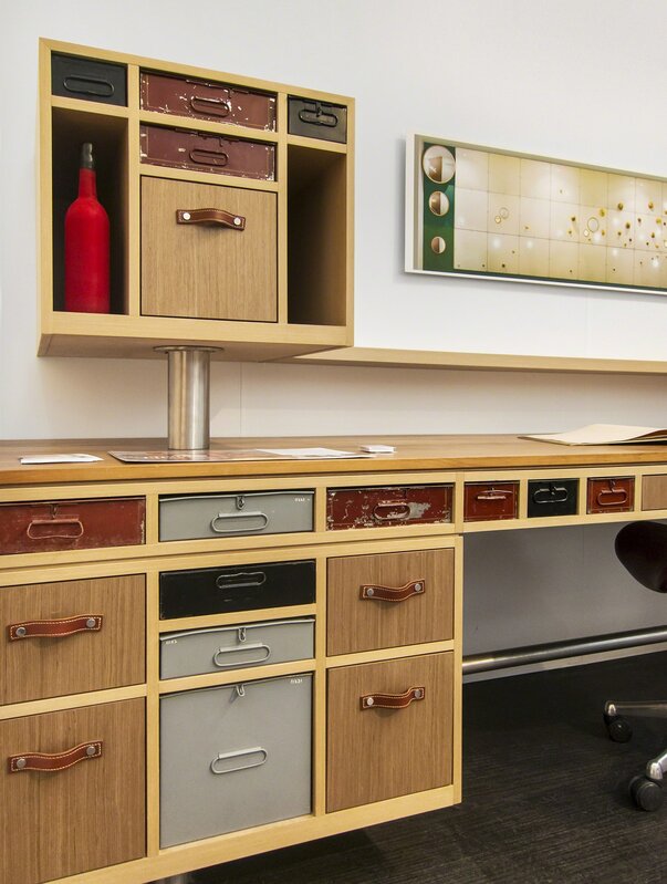 DMG Design SF, ‘Student Desk’, 2012, Design/Decorative Art, Champagne and Walnut Wood/Stainless Steel/ Recycled Bank Safety Deposit Drawers, DMG Design
