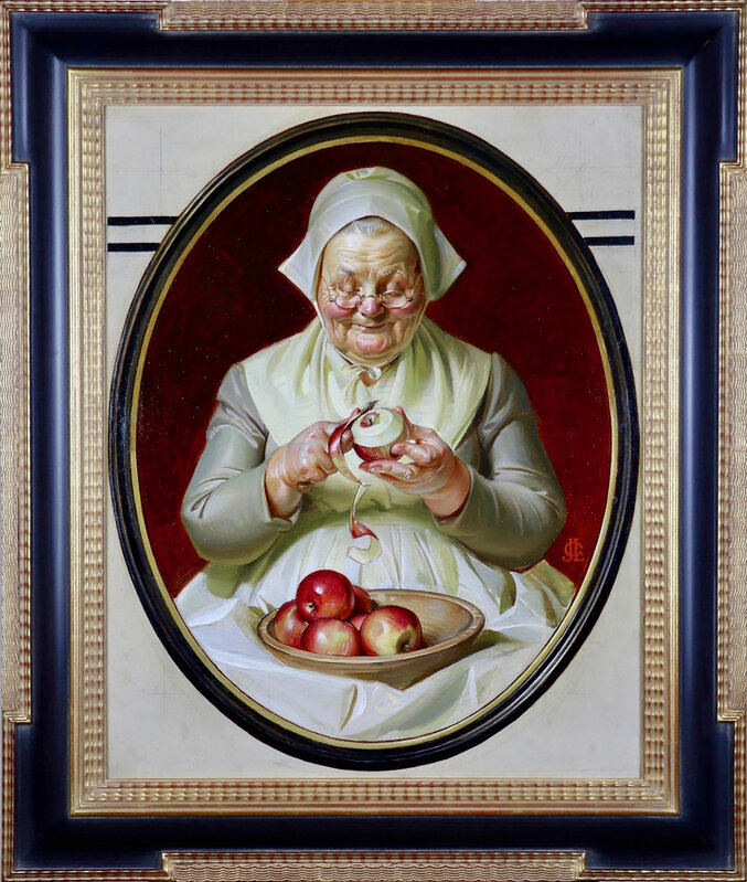 Joseph Christian Leyendecker, ‘Thanksgiving Post Cover, Peeling Apples’, 1925, Painting, Oil on Canvas, The Illustrated Gallery