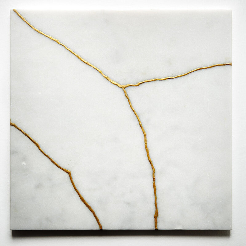 TJ Volonis, ‘Kintsugi Study #2’, 2015, Sculpture, Reclaimed marble panel, urushi (lacquer), 24 karat gold, Ground Floor Gallery
