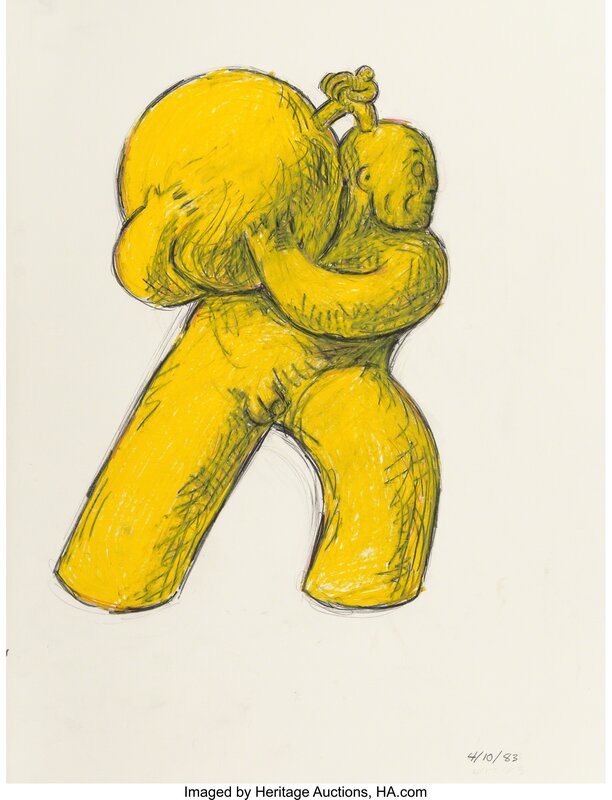 Tom Otterness, ‘Untitled (Male)’, 1983, Drawing, Collage or other Work on Paper, Oil stick and pencil on paper, Heritage Auctions