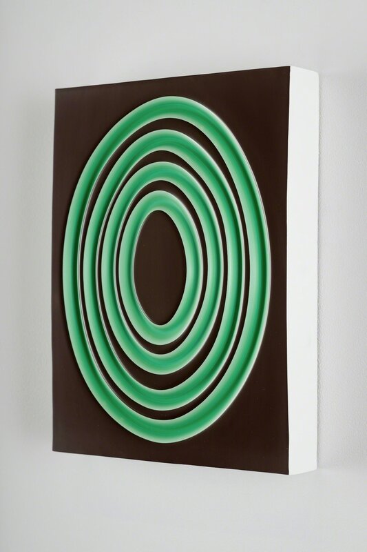Jeremy Hof, ‘Green Rings on Brown’, 2016, Painting, Acrylic paint on panel, Monte Clark Gallery