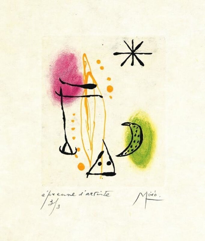 Joan Miró, ‘Suite La Bague D'Aurore - plate 2’, 1957, Print, Etching, Galerie Maximillian