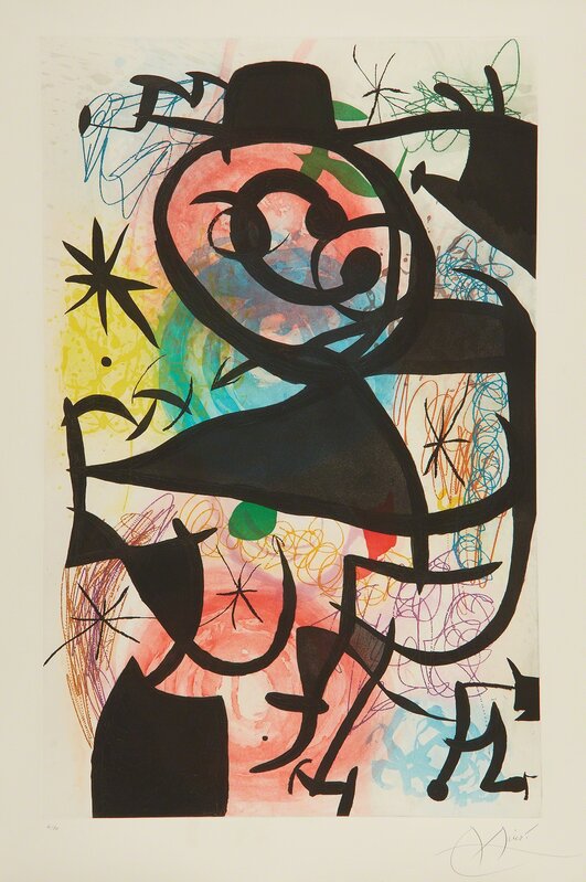 Joan Miró, ‘Le Pitre rose (Pink Clown)’, 1974, Print, Etching and aquatint in colors, on wove paper watermarked Maeght, with full margins., Phillips